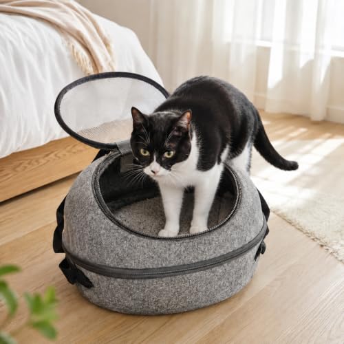 Spot Doc & Phoebe's 3-in-1 Sleep & Go Katzentragetasche, tragbare Haustier-Reisetasche für Katzen und kleine Hunde, lässt Sich in eine Tragetasche, eine gemütliche Höhle und EIN bequemes Bett