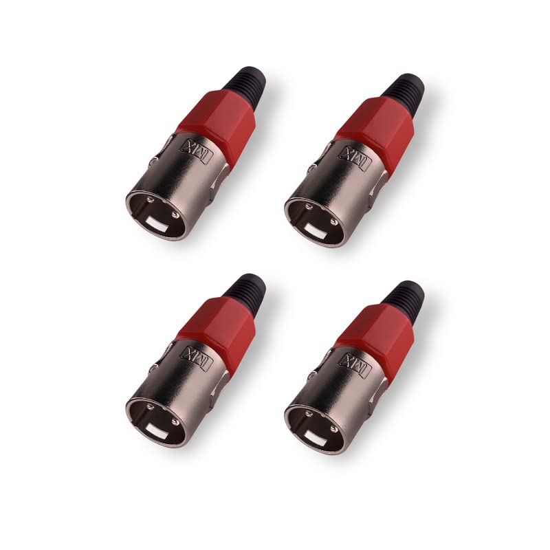 Image of MX 3 Pin XLR Microphone pin Pure Copper Nickel Plated for High Conductivity microphone (3-pin male XLR, Pack of 4, Male Connector)