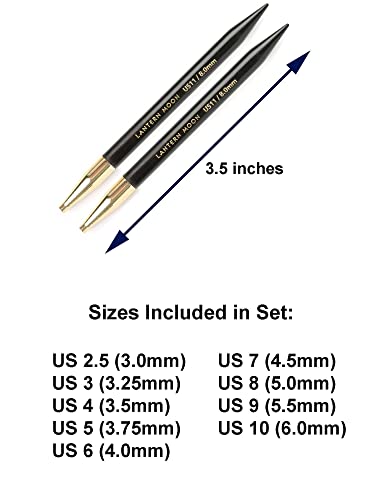 Image of Lantern Moon Ancestry 4-Inch Interchangeable Circular Knitting Needle Set | Handcrafted Ebony US 2.5, 3, 4, 5, 6, 7, 8, 9, 10, Silk Case, 2 Cords, 4 End Caps, with Project Bag