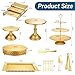 Audab Metal Gold Dessert Table Display Set Including Cake Stands, Cupcake Tower Stand, Dessert Tray, Risers Stands, Cake Cutting Set and Serving Tongs for Wedding, Birthday Party Decor