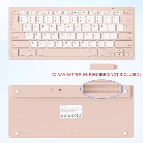 Image of OMOTON Bluetooth Keyboard Compatible with iPad A16 11th 10th Generation, iPad 10.2 (9th /8th /7th), iPad Pro 13 /12.9 /11 inch, iPad Air /Mini and More iOS Devices, Pink & Pearl White