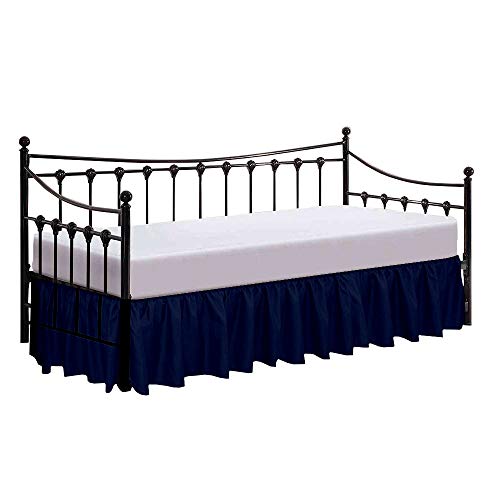 Dust Ruffle Bed Skirt with Split Corners for Day Beds Three Side Coverage - Twin XXL, Navy Blue, 21'' Drop Length Day Bed Skirts (Available in 18 Colors) 100% Cotton 800 Thread Count - Bedskirt