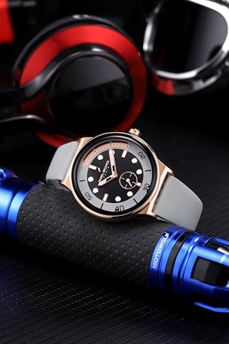 Image of Daniel Hechter Paris Auber Collection Analog Quartz Watch for Men with Round Gloss Dial, Small Seconds Sub-Dial & Silicone Strap