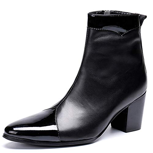 El Nuevo Botas de Tobillo for Hombre Botas con Cremallera Puntiaguda for Hombre Negocios for espectáculo Cuero Genuino Puro(46 EU)