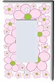 Pink and Green Daisy Flower Single Rocker Light Switch Plate Covers (Single Rocker)
