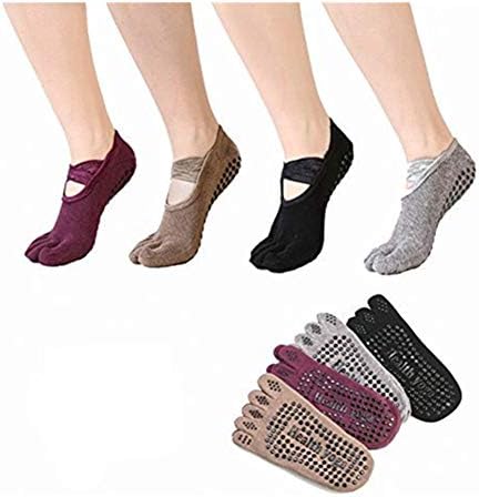 Yoga Socks Non Slip Skid with Grips for Ballet,Pilates,Barre,Exercise,Dance,Studio,Gifts For Women 4 Pairs