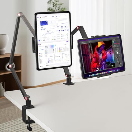 Reviews de Brazos y soportes - solo los mejores. 42 Rabbitstorm Soporte de Aluminio para Tableta, Soporte para Monitor Extensible, Brazo para Tablet Ajustable de 360 Grados, Compatible con iPad, Tableta, Celular, 4.7 a 16...