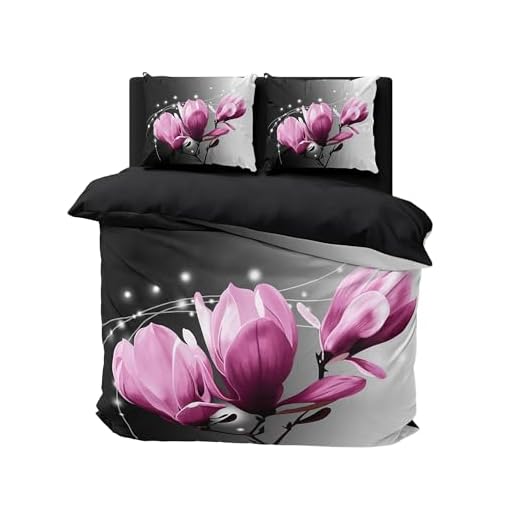 FEBE 3D Bettwäsche Lilie Blume Bettbezug-Set 135x200 + Kissenbezug 80x80 cm Wendebettwäsche 2 Teilig mit Reißveschluss