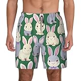 tamiger molti bunny carino stampa uomini ad asciugatura rapida moda costume da bagno funzionale spiaggia surf pantaloncini pesca rilassante, nero , l