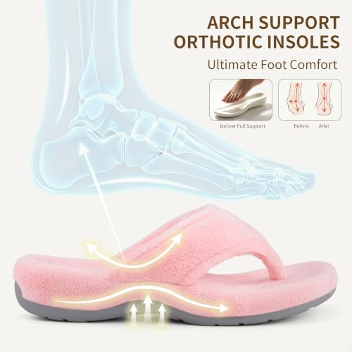 Image of BCSTUDIO Women's Orthopedic Flip Flop Fuzzy Slippers with Arch Support