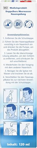 Doppelherz Meerwasser Nasenspülung - zur Anwendung bei verstopfter Nase, Rhinitis-Sinusitis - mit Aloe-Vera und Eukalyptus - 120 ml