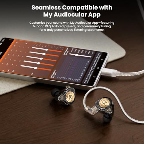 Image of AUDIOCULAR ARC Wired Type-C IEM Earphones with Mic, KT02H20P DAC Chip, 11mm Dynamic Driver in Ear Monitor, Hi-Res Audio, Semi-Open Back, App-Based EQ Customization, Detachable 2Pin Cable (Black)