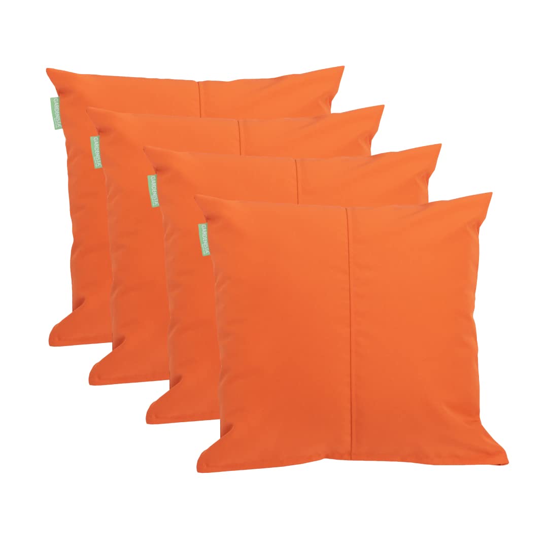 Gardenista Orange Large Garden Scatter Cushion | Water Resistant Hollowfibre Filled Outdoor Seating Furniture Pillow | Great For Patio Rattan Chairs | Comfy & Lightweight (4, )