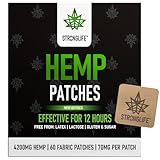 Stronglife Hemp Patches - 60 Hemp Oil Patches - 70mg per Patch with Total of 4200mg -12 Hour Transdermal Adhesive Discreet Patches UK - Hemp Cream Topical Alternative (60 Fabric Patches)