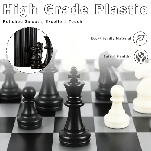 Magnetic Chess Set Game, Travel Chess Pieces with Folding Board Storage Case, Portable Traditional Strategy Game for Adults Kids Beginners - Image 4