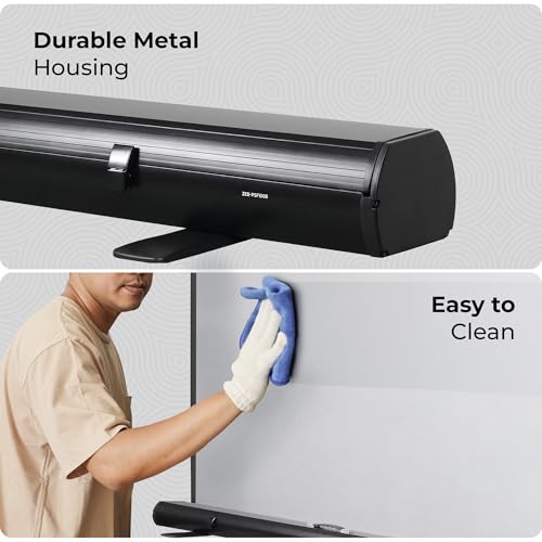 Image of Zebronics Floor Rising Projector Screen, 250 cm (98.5 Inch), 4K Support, 4:3 Aspect Ratio, Wide Viewing Angle, Matte Finish, Black Backing, Durable Metal Housing (PSF100B)