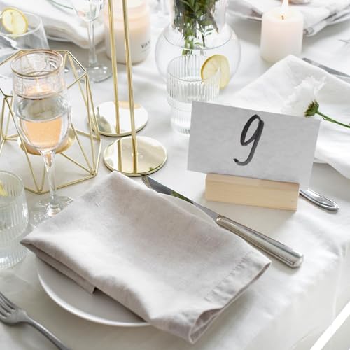 Image of 15Pcs 3.9x1.4 Inches Wood Table Number Stands, Wooden Place Card Holders, Acrylic Sign Holders for Wedding, Ceremony, Birthday, Party, Home Decoration, Events (3mm Slots)