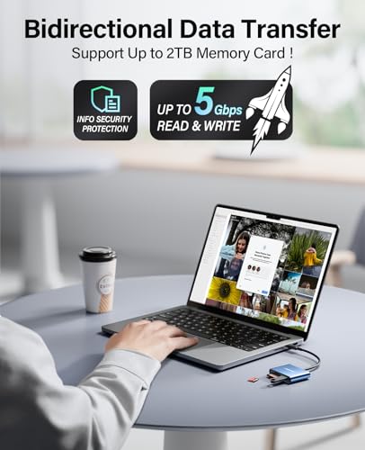 image for Hicober USB C to SD Card Reader, Micro SD Memory Card Reader, Type C t