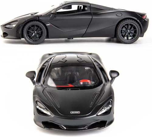 Image of WORSHIPER 1:32 Scale McLaren 720S Die-Cast Model Car � Alloy Metal Pullback Toy Car with Openable Butterfly Doors, Lights & Sound � Kids & Adults (1:32 McLaren 720s Black Color)