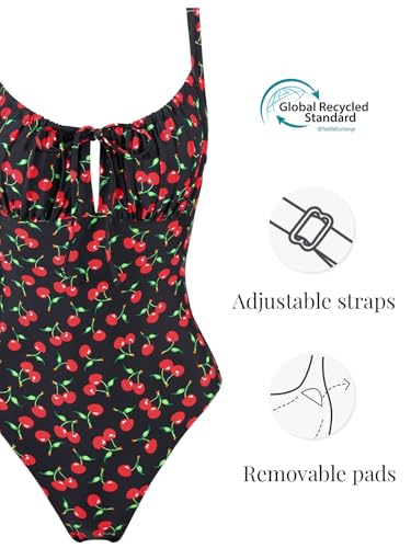Image of BERLOOK Womens One Piece Swimsuits Floral Push Up Bathing Suit Sexy Tie Slimming Swimsuits for Women Swimwear