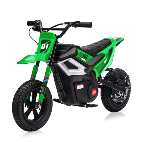 Jojoka 24V Kids Electric Dirt Bike, 350W Motor 12 Inch Fat Tire, 14MPH Off-Road...