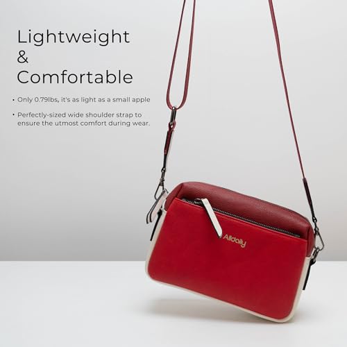 Image of Alldaily Small Triple Zip Crossbody Purse for Women, Vegan Leather Phone Bag with Wide Shoulder Strap