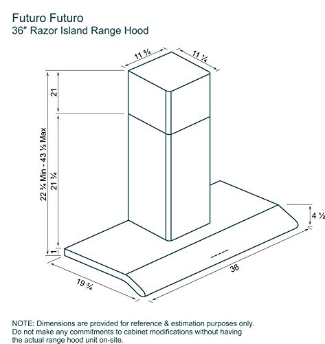 Futuro Futuro Wall-Mount Range Hood 36" | Capri | Kitchen Ducted/Ductless Vent Hood | Stainless Steel Exhaust Hood | LED, Ultra-Quiet with Blower