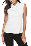 AIRIKE Golf Polo Shirts for Women Sleeveless Summer Sports Athletic Fashionable Workwear-Quick Dry Womens Tank Tops (White, XX-Large)