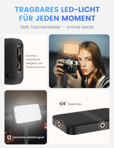 174 cm Handy Stativ mit Fülllicht, Selfie Stick Tripod mit Fernauslöser – Ansicht 5