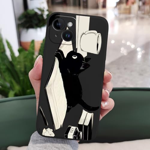 Coque iPhone 14 silicone noir LEECG à motif chat