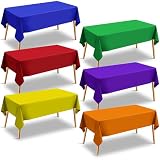 Gegraterwa Plastic Table Cloth Disposable 6Pcs Tablecloths Colorful Rectangle Table Covers for Birthday Wedding Graduation Party Decorations (54x72 Inch)