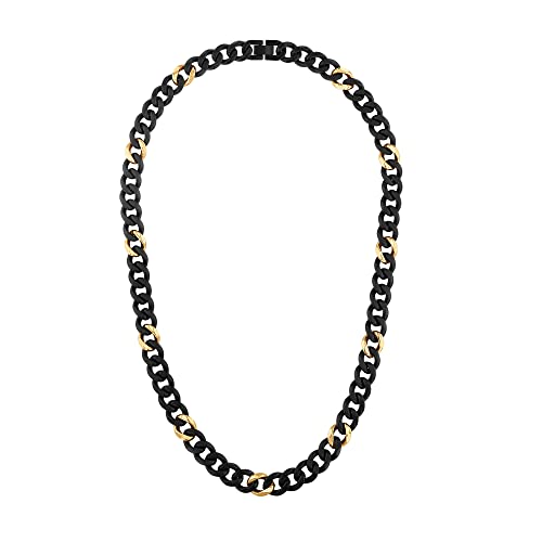 Men's Stainless Steel Black and Gold Tone Curb Chain Necklace | 10 mm | 22 Inches2