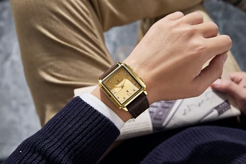 Image of London Fog Mayfair Collection Analog Watch for Men with Square Dial, Crystal Hour Accents, Date Display, Quartz Movement and Leather Strap - LFM10004