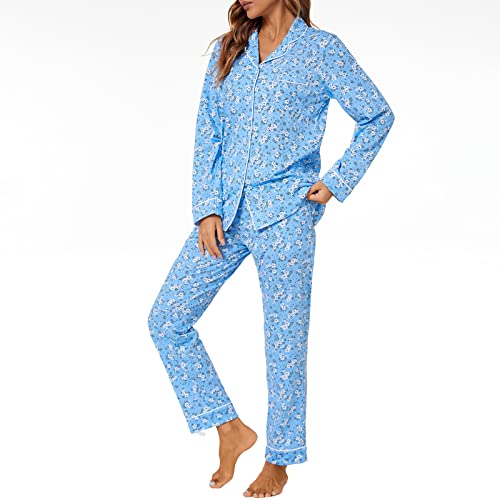 Image of Tugege Pajamas Set Long Sleeve Sleepwear Womens Button Down Nightwear Pj Sets
