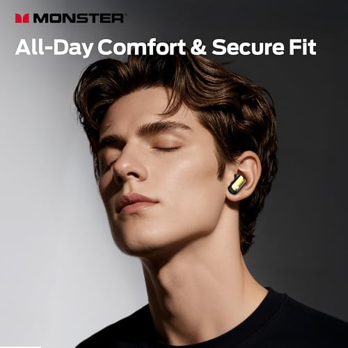 Monster N-Lite 217 Wireless Earbuds, Immersive Stereo Sound, Bluetooth 6.0 in-Ear Headphones, Built-in Smart Noise Cancelling Mic for Clear Calls, Comfortable Fit, 32H Playtime, IPX6 Waterproof, Black - Image 3