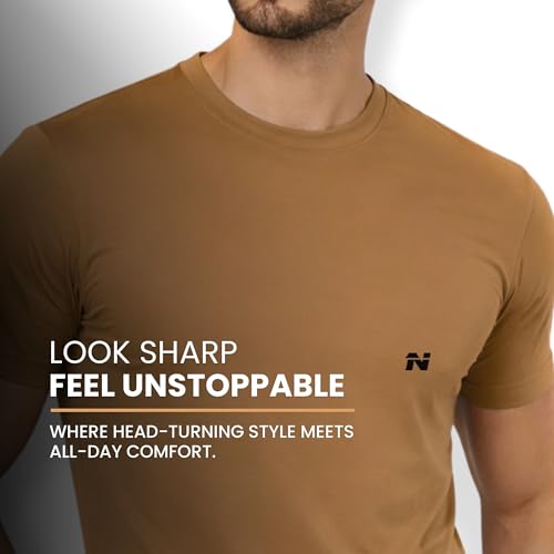 Image of NINQ Solid Tshirt for Men Round Neck | Half Sleeve Tshirt | Slim Fit Compression T-Shirt Gym Wear | Casual Running Yoga Sports wear for Mens