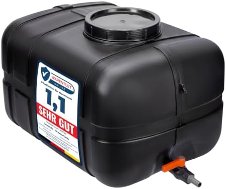 Garronda Wassertank 150 Liter Wasserbehälter mit Deckel Regenwassertank Großbehälter für Haushalt und Gewerbe GD-0098 (Schwarz)