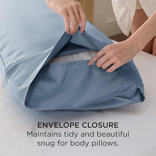 Bedsure Body Pillow Cover, Cooling Body Pillow Pillowcase for Hot Sleepers, Rayon Derived from Bamboo, Breathable & Silky Soft Long Pillow Case Cover with Envelope Closure, Grey Blue, 20x54 Inches