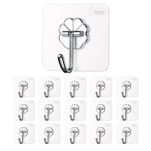 Image of Misamo Enterprise PVC Wall Hooks, Pack of 15, Transparent