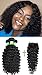 Brazilian Human Hair Bundles With Closure - 100% Unprocessed 7A Brazilian Deep Curly Human Virgin Hair 3 Bundles With Free Part Swiss Lace Closure Natural Color (10 12 14 + 10)