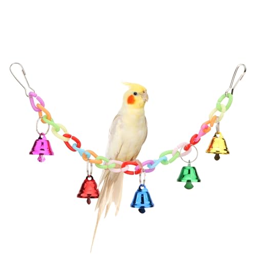 Image of Hypeety Parrot Chew Toys Swing Colorful Bells Chandelier Bird Hanging Toy Parrot Cage Craft Toys Cages African Grey Conure Cockatiel Swing Bell