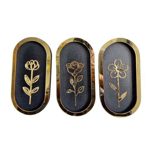Image of eCraftIndia Pack of 3 Floral Wall Art with Black & Golden Wood Base Flower Cutouts Decor for Living Room Bedroom