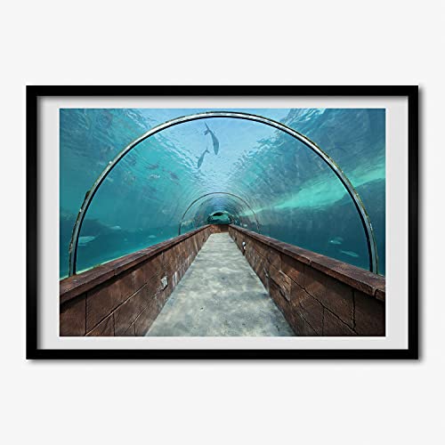 Tableau moderne 70x50 cm pour salon Le Tunnel De L'Aquarium