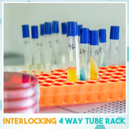 Saysurey 10 Pcs Tube Rack Microcentrifuge Tube Rack Pcr Rack Each 80 Wells Vial Rack Test Tube Rack Double Sided Polypropylene Holder for 0.2ml-2ml Centrifugal Pipe, Assorted Colors
