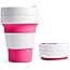 Stojo On The Go Coffee Cup | Pocket Size Collapsible Silicone Travel Cup – Pink, 12oz / 355ml | No Straw Included