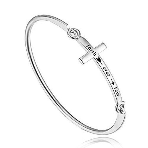 Zuo Bao Christian Bracelet Faith Bracelet Let Your Faith be Bigger Than Your Fear Cross Bracelet Religious Jewelry Gift for Her