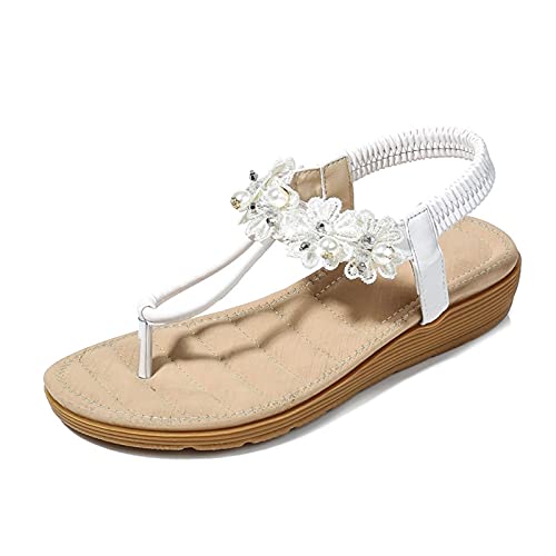 Sandales bohemian chaussures plates pour femmes dames décontractées confortables