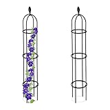 Relaxdays Rankhilfe Obelisk, 2er Set, 130cm hoch, Ranksäule für Kletterpflanzen, Metall, freistehend, Rosenturm, schwarz