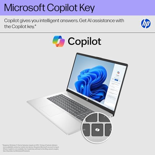 HP 17.3 inch Laptop, HD+ Display, AMD Ryzen 5 7520U, 16 GB RAM, 512 GB SSD, AMD Radeon Graphics, Windows 11 Home, Natural Silver, 17-cp2199nr — view 9
