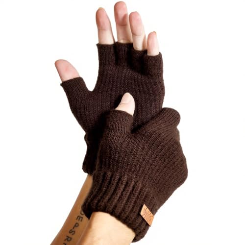 JYUYNY - JYUYNY Gants demi-doigts tricotés chauds pour l'hiver, conduire, travailler, saisir des données au clavier, écrire, courir, pour hommes et femmes, noir